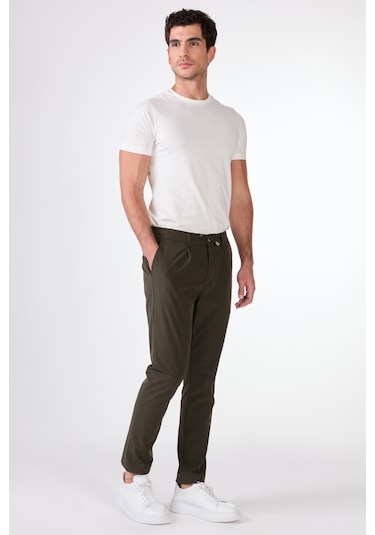 Dufy Pileli Jogger Pantolon Haki