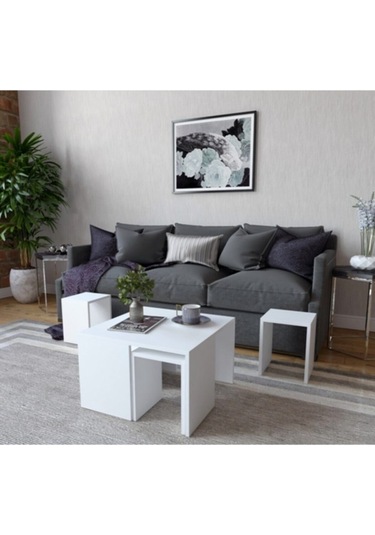 Decormet Ortanca Sehpa Beyaz Beyaz