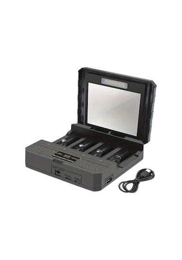 Xuweiwei Güneş Enerjili Siyah 18650 21700 26650 Li İon Pil Şarj Cihazı 3 7v Çok Fonksiyonlu Usb Şarj Aleti 1 Bilgisayar