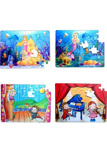 4 Set 96 Parça Tox Deniz Kızı Ve Sahne 5+ Keçe Yapboz 5 Yaş P