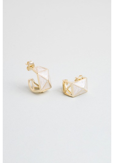 Saklı Mektup 18 Ayar Sarı Altın Kaplama Gümüş Küpe Sarı