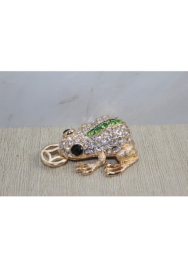 Swarovski Taşlı Minik Figür - Kurbağa
