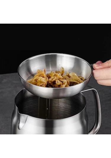 Morponi Paslanmaz Çelik Çok Fonksiyonlu Yağ Filtreli Kızartma Sepeti Çok Yönlü Yağ Filtre Kabı, Ve Süzgeçli Fritöz Krom