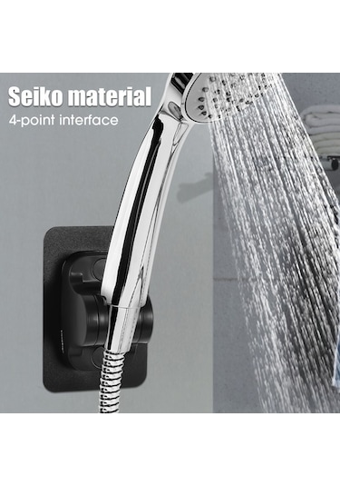 Primepickings B-01 7.2x7.2cm Ayarlanabilir Duş Tutucu Evrensel Kendinden Yapışkanlı Duş Başlığı El Brak 2 Katlı Gri