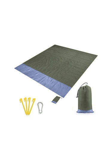 Ximistore9 Çok Amaçlı Su Geçirmez Kamp Ve Plaj Örtüsü - 2x2.1m, Yeşil-gri Koyu Yeşil - Gri