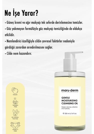 Maruderm Gentle Moisturizing Yağ Bazlı Yüz ve Vücut Temizleme Yağı 200 ML