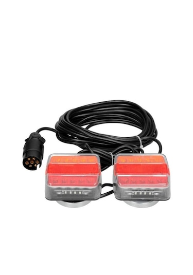 Suga Mıknatıslı Led Römork Stop Lambası Seti 7 Pin Soketli 12v