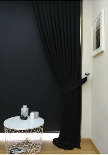 Taç Soft Siyah Fon Perde (481097295) Siyah