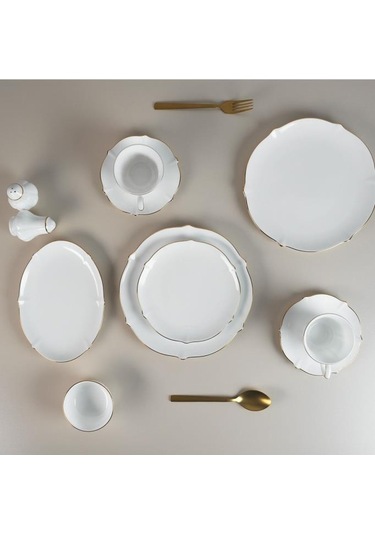 Evaliza Magnolia Premium Gold 36 Parça 6 Kişilik Kahvaltı Takımı Beyaz