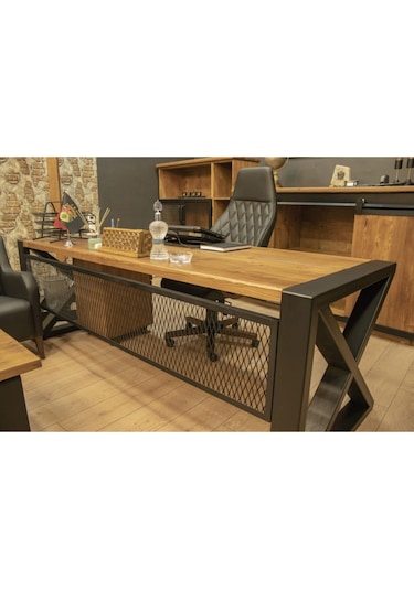 Masif Ağaç Bilgisayar Masası 180 85 76 Cm Açık Ceviz