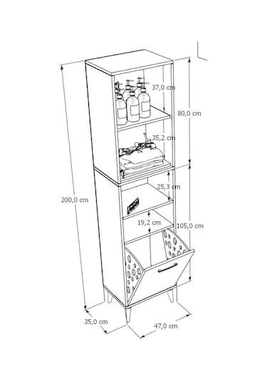 Lula Çok Amaçlı Dolap Banyo Dolabı Kirli Çamaşır Sepeti Dolabı Beyaz Beyaz