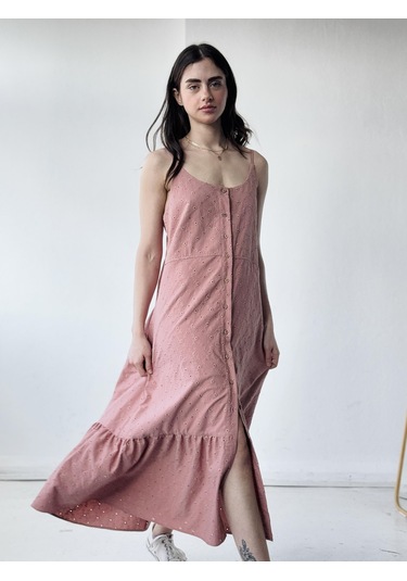 Retrobird Adel Brode Askılı Elbise Kadın Gül Kurusu-13846 Gülkurusu