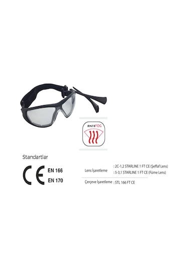 Çok Amaçlı Koruyucu GözlüK G-037A-C Serisi Starline X 5 Adet