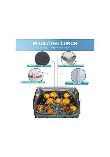 Neevoyu 8 Saat Isı/sıcaklık Tutucu Büyük Kapasiteli Çanta - Çift Zipli, Sızdırmaz, Taşınabilir Piknik/soğutucu Çanta Çok Renkli