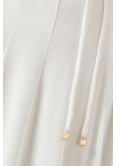 Eegen Studio Diep Dönüştürülebilir Kemerli Elbise Rib - Knit, Off - Shoulder Beyaz
