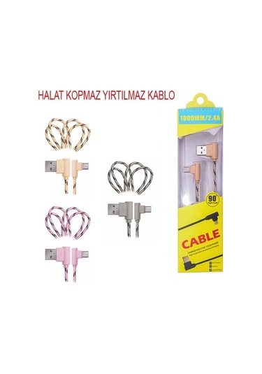Ally Usb Type-C Eğik Başlı Halat Usb Kablo 1Metre (199258440)