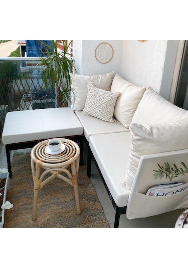 Limni Home Mini Multilounge Bahçe Balkon Mobilyası Şezlong Krem