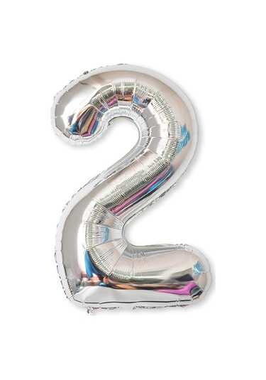 2 Adet 40 İnç Alüminyum Folyo Numarası Balonlar Doğum Günü Düğün Nişan Parti Dekor Çocuk Topu Malzemeleri 2-gümüş