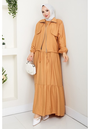 Milda Ceket Elbise İkili Takım 1579 - Vizon Vizon