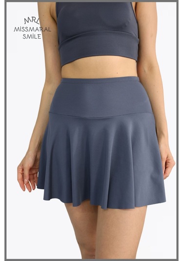 Antrasit Şortlu Etek Yüksek Bel Skirt With Shorts Casual Beachwear Tennis 110101 Antrasit