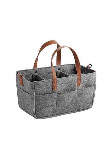 Vkemall Küçük Boy Koyu Gri Felt Materyal Bebek Malzemeleri Saklama Çantası - Büyük Kapasiteli, Taşınabilir, Yeniden Kullanılabilir Koyu Gri