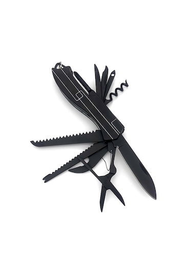 Valkyrie 11 Fonksiyonlu Kamp Cep Çakısı Multitool Siyah