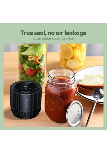 Novahub Abs Ve Silikon Vakumlu Kavanoz Mühürleyici, 60kpa Emiş Gücü, 3.5l/s Hava Akışı, 150sn Çalışma Süresi Siyah Siyah