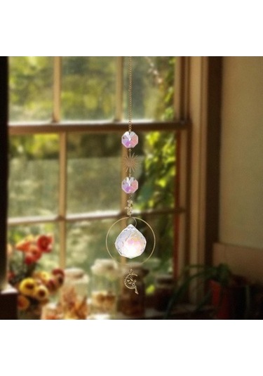 Lijinxu Kristal Asılı Güneş Kolye Işık Alıcı Kolye Ev Dekor Sarı