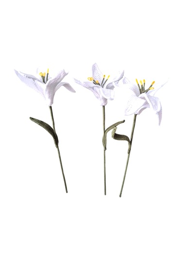 Üçlü Buket Zambak Beyaz