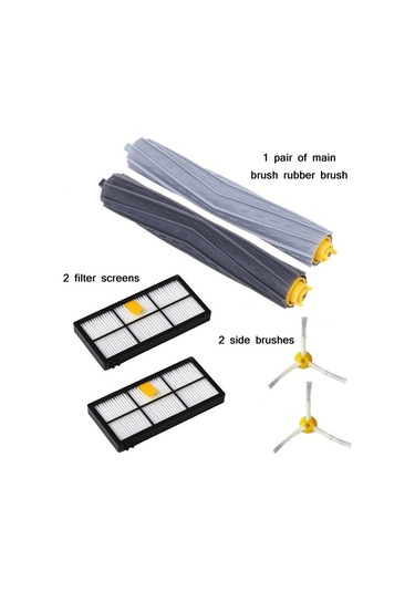 Cbtx Robot Süpürme Fırçası + Hypa Filtre + Üçgen Yan Fırça İrobot 800 960 İçin Siyah