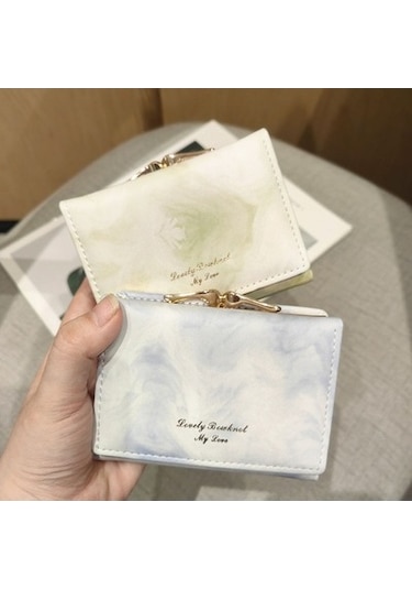 Linjinxu Mürekkep Boyama Elemanları Üç Katlı Cüzdan Mini Taşınabilir Cüzdan Siyah Siyah