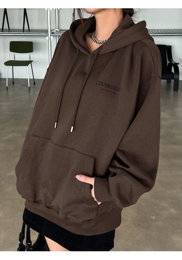 Altamira Unisex Yıldız Sırt Baskılı Oversize Kapşonlu Sweatshirt 001