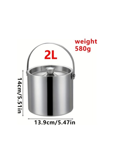 Cordial 1 Adet 3l 304 Paslanmaz Çelik Buz Kovası Kalınlaştırılmış Taşınabilir Kapaklı Çift Katmanlı Yalıtımlı Ev Bar Restoran Kullanımı Ahşap