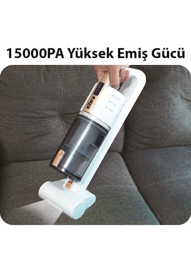 Ezere 15000pa Led Işıklı Kuru Islak Kullanım Kablosuz Güçlü El Araç-ev Süpürgesi Beyaz