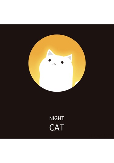 Neevoyu Kedi Desenli Entegre Sensörlü Gece Lambası - Usb Şarjlı, Sürekli/sensör Işık Modu, Duvar/üst/asma Montaj, Zirve/orta Işık Seçeneği Beyaz