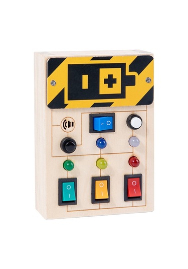 Tenfowee Çocuklar İçin Eğitici Ahşap Led Ampullü Anahtar Takozlu Etkinlik Tahtası - El Becerileri Geliştirici Oyuncak