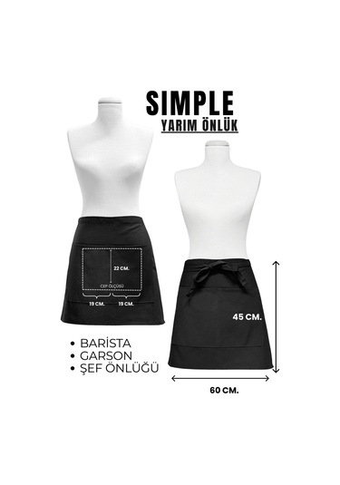 Brista Half Apron Yarım Önlük Cafe Önlüğü Garson Önlüğü Barista Önlüğü Siyah