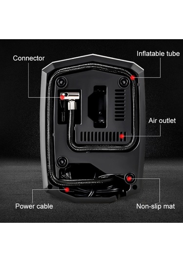 Sones Araba 12v Taşınabilir Şişme Silindir Pedalı Dijital Ekran Işıklı Hava Pompası