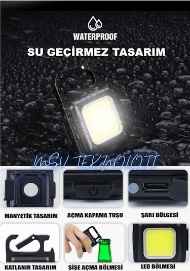 3 Adet 6w 4 Modlu Mini Led Fener Usb Şarjlı 6500 K Beyaz Işık Suya Dayanıklı Ip65 Çok Renkli