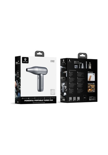 Lenyes Ltf02 Dijital Led Göstergeli 4 Kademeli Çok Fonksiyonlu Üfleme/çekme Turbo El Fanı Gri