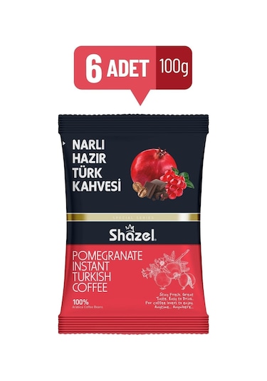 Shazel Narlı Hazır Türk Kahvesi 100 Gr X 6 Adet Türk Kahvesi