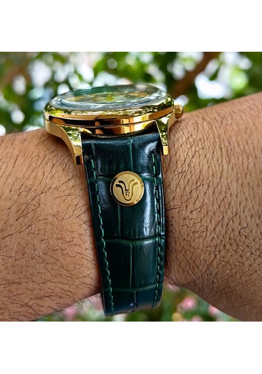 Raymond Yeşil İskelet Otomatik Erkek Kol Saati Altın