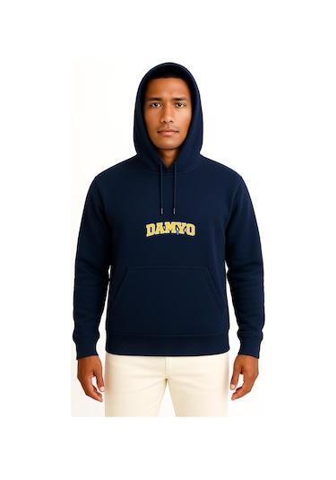 Bahriyeli Collection Kapüşonlu Damyo Göğüs Baskılı Unisex Sweatshirt Lacivert