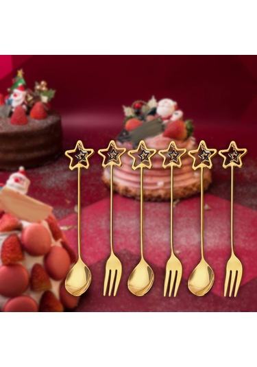 Suntek Magideal 6x Paslanmaz Çelik Kaşık Çatal Yılbaşı Yıldız