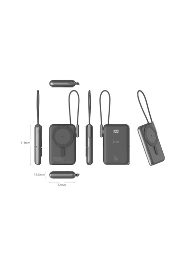 Juo MT03280 10000 mAh Standlı 20 W Type-C Magsafe Powerbank Siyah