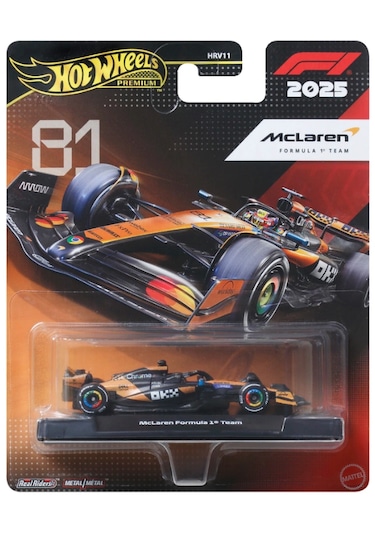 Hot Wheels Premium 2025 Formula 1 Diecast Cars Mclaren F1 Team No. 81 Siyah - Turuncu