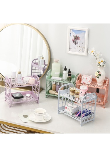 Kosona Çift Katlı Katlanabilir Makyaj Ve Mücevher Depolama Rafı - Ev Ve Banyo Masaüstü Organizer Beyaz