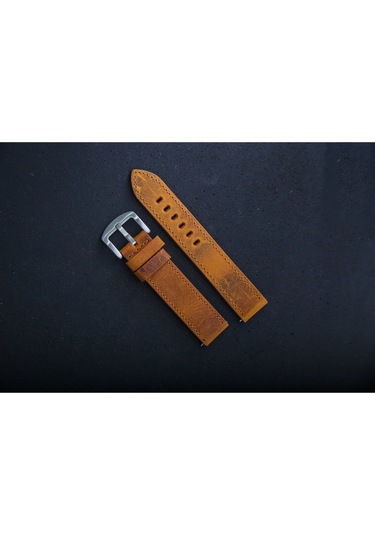 Hakiki Deri 20mm Akıllı Pimli Saat Kordonu Açık Kahverengi