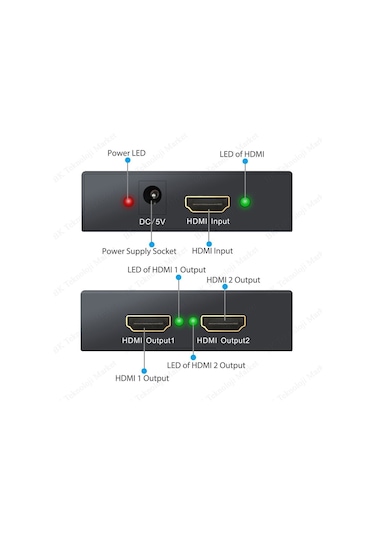 4K Hdmi Splitter 1 In 2 Out 2Li Hdmi Çoklayıcı Splitter 4K*2K 3D