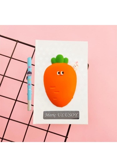 Kişiye Özel Sevimli Havuç Squishy Defter Kokulu Kalem Jel Kalem